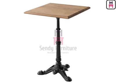 China Solid Wood Top Restaurant Dining Table 3 / 4 Feet Casting Iron Tiger Paw Design for sale