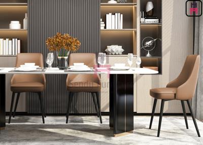 中国 Modern Light Upholstered Leather Dining Chair 1.5mm Thickness Restaurant Metal Chair 販売のため
