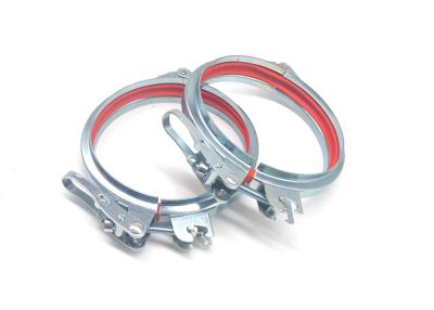 China Adjustable Bolt Lock Ring 100mm Duct Hose Clamp For Dust Extraction Flanged for sale
