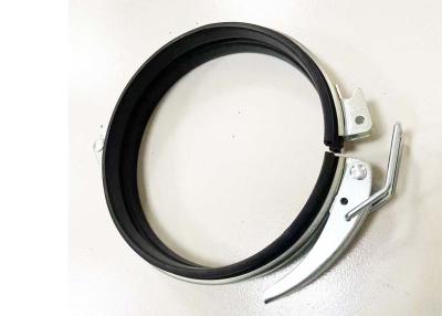 China 180mm Pipe Clamps Galvanised Black Rubber Coated For Wood Working Dust Collector for sale