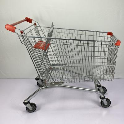 China Large Capacity Supermarket Trolley 240L European Style Handcart For Family Shopping Metal Basket with Children Seat for sale