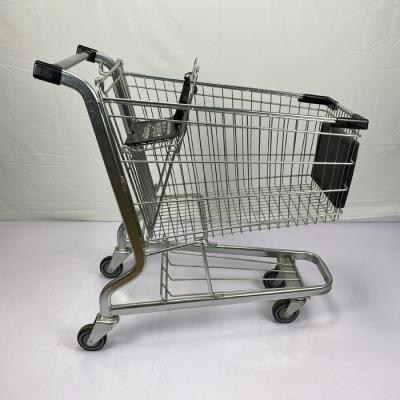 China Carro customizável do trole da compra do supermercado de Logo Steel Shopping Cart 125L à venda