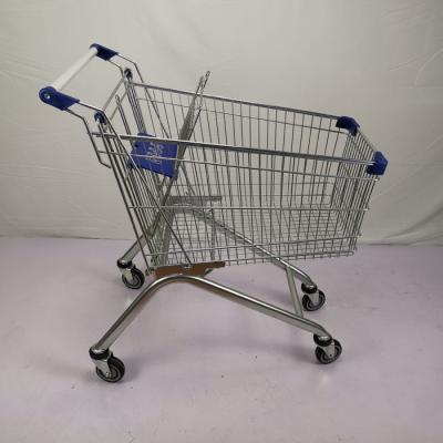 China European Style 125L Supermarket Metal Shopping Trolley Anti Theft With 4