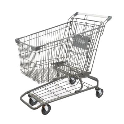 China Light Gray 180L Large Capacity American Metal Shopping Cart Zinc And Powder Coating for sale