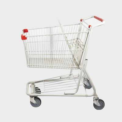 China 100L American Style Metal Shopping Trolley Gray White Trolley Grocery Cart With TENTE Wheels for sale