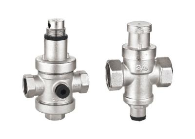 China Brass Pressure Reducing Valves 1 1/4'' F X F With 1/4'' Gauge Port Nickel Plated 3 Bar PRV for sale