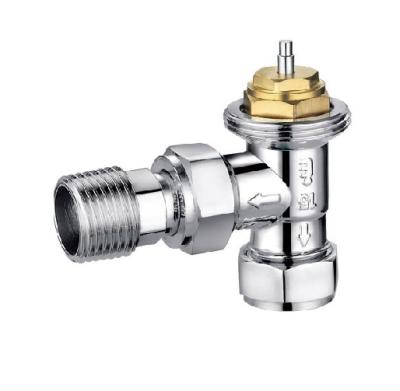 China EN215 Certified Angled Thermostatic Radiator Valve With Compression End For Copper Pipe 15MMx1/2'' Chrome Plated for sale