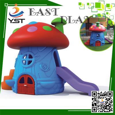 China Single Plastic Kids Backyard Slide , Mushroom House Childrens Play Slide for sale