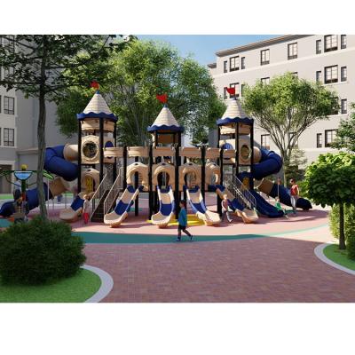 China Kindergarten Preschool Castle Theme Children Plastic Slides Playground Park Equipment for sale