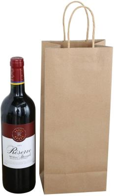 China Eco Friendly Printed Recycled Paper Bags Kraft Shopping Paper Wine Bag for sale