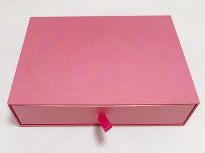 China Customized Handmade Paper Gift Box Hard Cardboard Box With Drawers Pink Color for sale