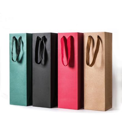 China Personalised Kraft Bags Printed Bottle Gift Carry Packaging Environmental Friendly for sale