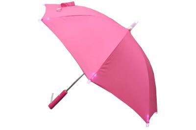 China Do manual fácil cor-de-rosa do guarda-chuva das meninas uso aberto personalizado 19 polegadas com o diodo emissor de luz em pontas à venda