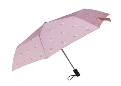 China Waterproof Automatic Travel Umbrella 3 Folding Pongee Rubber Caoted Handle for sale
