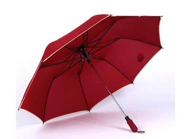 China 2 Folding Custom Logo Golf Umbrellas , Golf Umbrella For Rain With Relective Piping Cover for sale