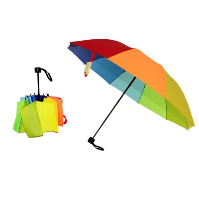 China High Quality Waterproof Full Manual Folded Rainbow Umbrella for sale
