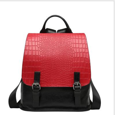 China Genuine Leather Backpacks Cowhide School Bags for Women Fahion  Alligator Pattern Double Shoulder Bags for sale