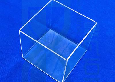 China Cuboid Container Quartz Urn Clear Cube Size One Side Open Hardened for sale