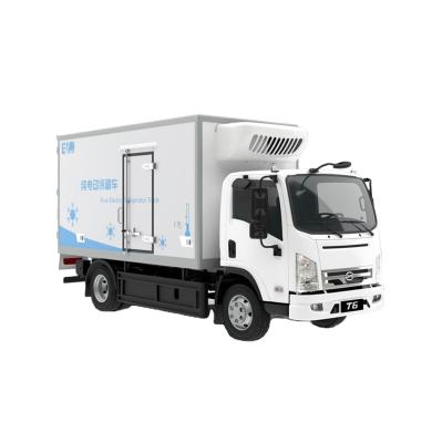China Hot selling 180KM BYD pure electric refrigerated box truck city delivery for sale