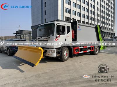 China Dongfeng 12000 Liters Garbage Compactor Truck With Snow Shovel for sale
