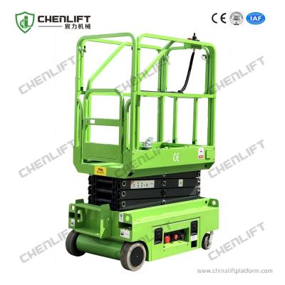 China 3.9m Platform Height 240kg Load Mini Electric Scissor Lift With DC Power for sale
