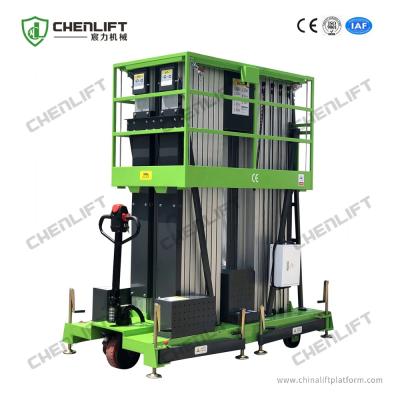 China 10m lobby / hotels Triple Mast Mobile Work Platforms with Electrical Pulling Device for sale