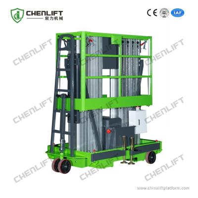 China Double Mast 8m Platform Height Aluminum Construction Work Platform for Hotels, Lobby for sale
