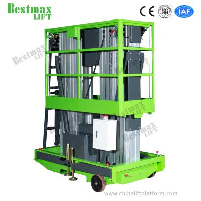 China Green Double Mast Mobile Vertical Lift Platform For 9m Platform Height for sale