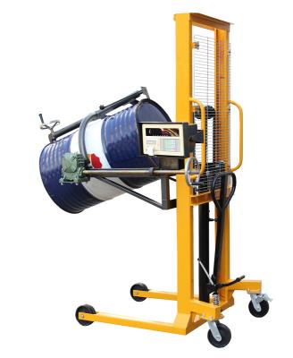 China Multi-function Electronic Balance Gripper Type 1.6m Lifting Height Hydraulic Drum Lift(Manual Rotating) With 400Kg for sale
