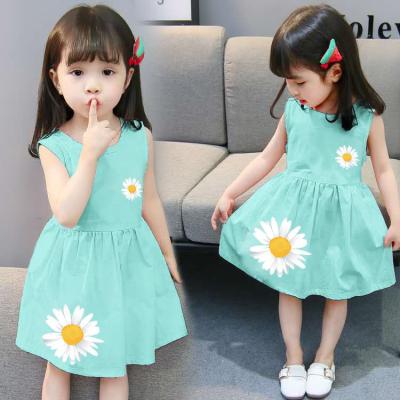 China Breathable Fabrics Sleeveless A-Line Fabrics Girls Daisy Dresses for sale