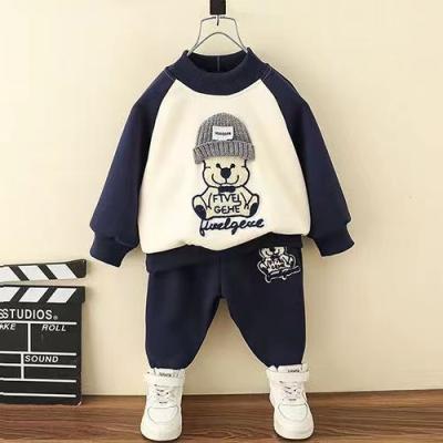 China Teddy Bear Print 100 Cotton Baby Children Clothing Set No Hood for sale