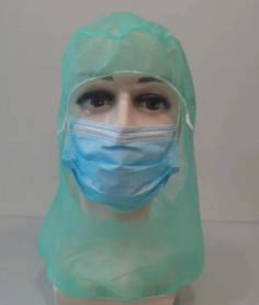 China Green Protective Disposable Balaclava Hood For Hospital Workshop for sale
