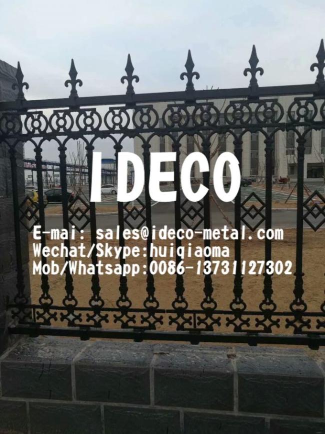 Metal Picket Fences Garden Edging, Wrought Iron Palisade Security Fencing, Residential Forged Head Steel Railings