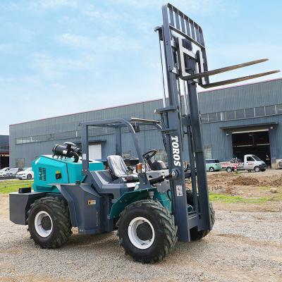 China Diesel Operated 3.5-5.0ton Four Wheel Drive Forklift Rugged Terrain Forklift for sale