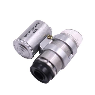 中国 ミニ45x顕微鏡 LEDライトポケットジュエラー・ループ 販売のため