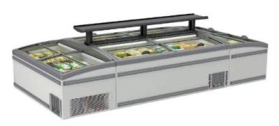 China Glass Top Supermarket Island Freezer 500L-1000L Static Cooling for sale