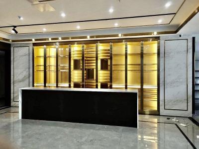 China Hotels Restaurants Wine Cellar Glass Wine Storage Glass Wall for sale