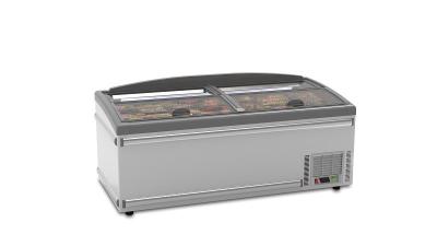 China R290/R404A Supermarket Chest Freezer Sliding Glass Doors Static Cooling 600L for sale