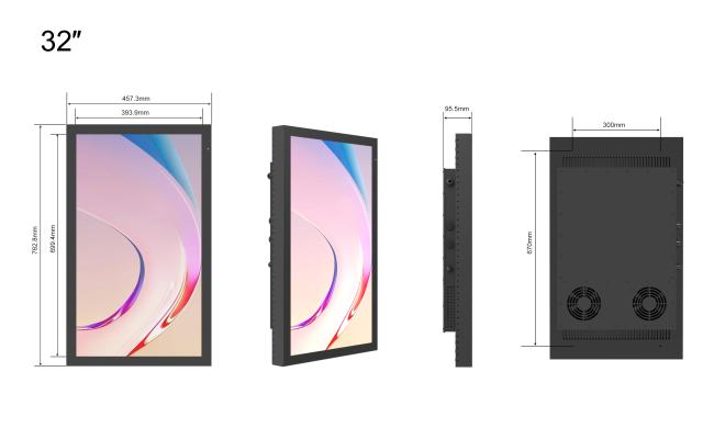 32-inch outdoor digital signage technical drawing