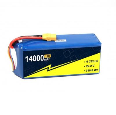 China High Rate 14000mAh 6S 22.2V 12C 25C Lipo Battery W/XT90  UAV Drone Battery for sale