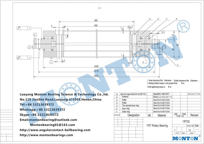 YRT50 yrt series rotary table bearing manufacturers