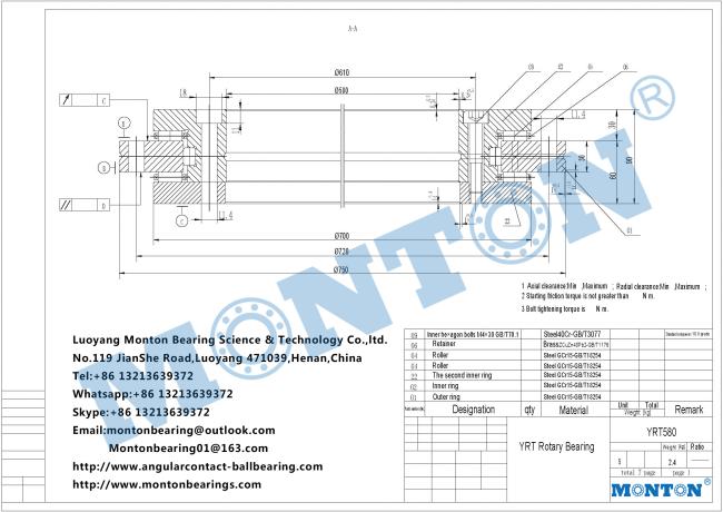 YRT580 yrt table bearings manufacturers