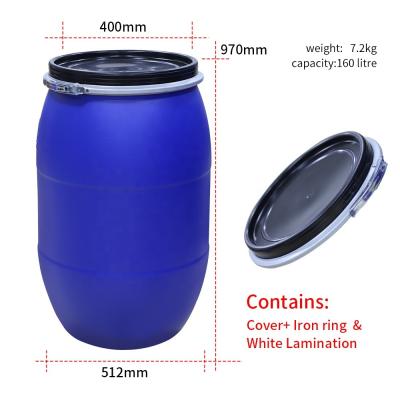 China HDPE 55 Gallon Blue Barrel Plastic Chemical Containers ISO9001 for sale