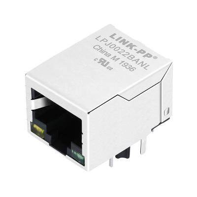 China Bothhand LF1S022-34 LF Compatible LINK-PP LPJ0022BANL 10 Base-T Tab Down Yellow/Green Led 1x1 Port Shielded RJ-45 Module for sale