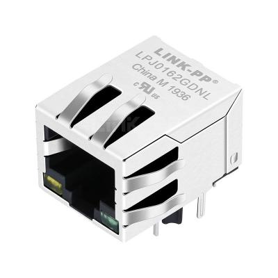China Hanrun HR871156C Compatible LINK-PP LPJ0162GDNL 10/100 Base-T Tab Down Yellow/Green Led 1 Port POE Cat5e RJ45 Pass Through Connector for sale