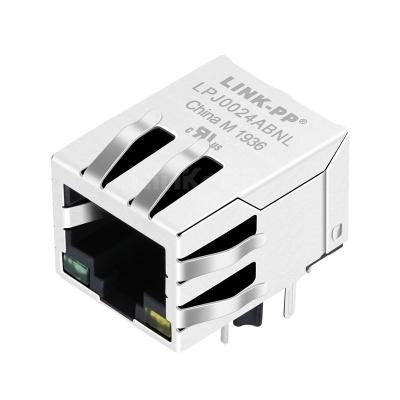 China Belfuse LU1T041-43 LF Compatible LINK-PP LPJ0024ABNL 10/100 Base-T Tab Down Green/Yellow Led 1 Port Cat 5e Amp RJ45 Jack Connectors for sale