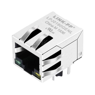 China LPJ0190GENL 10/100 Base-T Tab Down Green/Yellow Led Right Angle Rectifier Bridge PoE Jack RJ45 Connector for sale