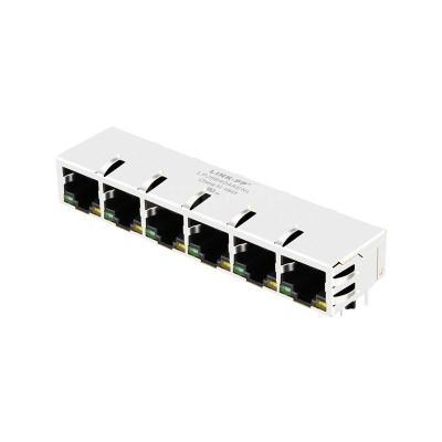 China Pulse JX8064D668ANL Compatible LINK-PP LPJ66404AENL 10/100 Base-T Tab Down Green/Yellow LED 1x6 Port RJ45 Ethernet Connection for sale