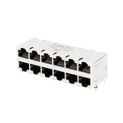 China Belfuse 0833-2X6R-54-F Compatible LINK-PP LPJG67537CNL 100/1000 Base-T Without Led 2x6 Port 10P8C Stacked RJ45 Connectors for sale