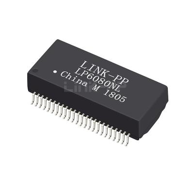 China Pulse H6080NLT Compatible LINK-PP LP6080NL 10/100/1000 Base-T Dual  Port SMD 48PIN PoE+ Ethernet Lan Transformer Modules for sale